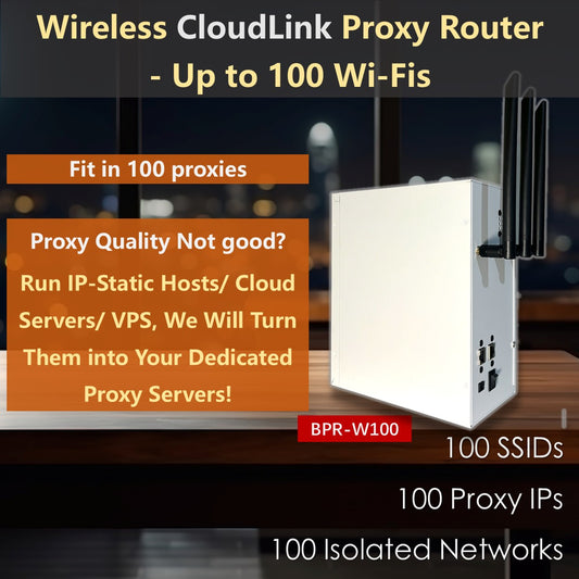 Wireless CloudLink Proxy Router - Broadcast Up to 100 SSIDs, Configure 100 Proxies, in 100 Isolated Networks